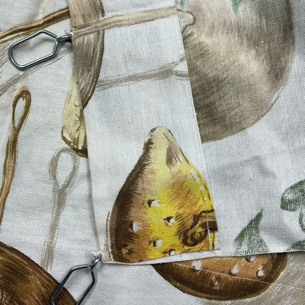 Vintage mid-century pots and plants curtain panel set of two 26 x 28